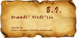 Brankó Vitális névjegykártya